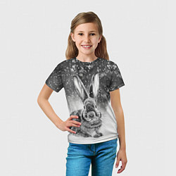 Футболка детская Кролик на снегу, цвет: 3D-принт — фото 2