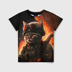 Детская футболка Кот солдат