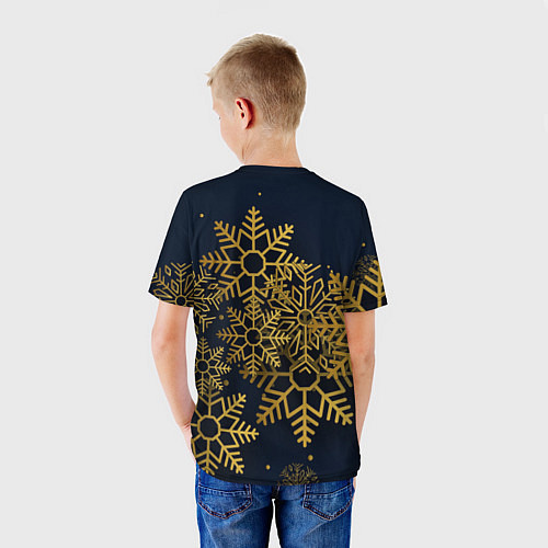 Детская футболка Золотые снежинки / 3D-принт – фото 4