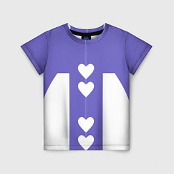 Детская футболка Белые сердца на фиолетовом