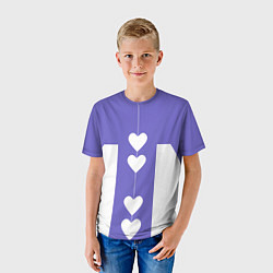 Футболка детская Белые сердца на фиолетовом, цвет: 3D-принт — фото 2