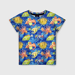 Детская футболка Большие акварельные рыбы
