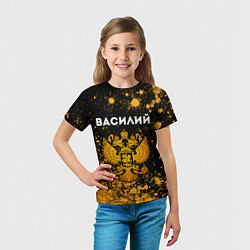 Футболка детская Василий и зологой герб РФ, цвет: 3D-принт — фото 2