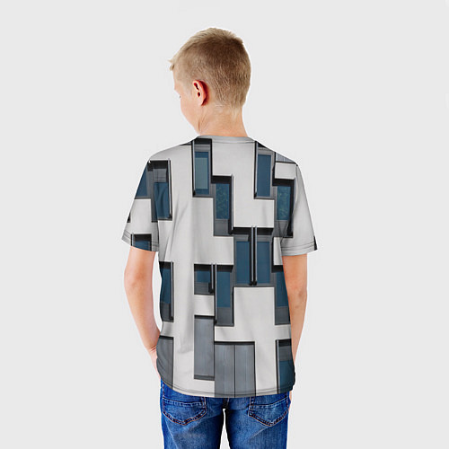Детская футболка Абстрактный лабиринт из окон и стен / 3D-принт – фото 4