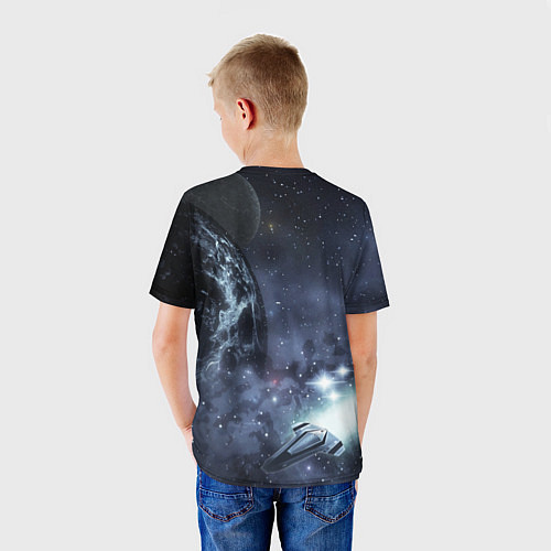 Детская футболка Космос, планета и корабль / 3D-принт – фото 4