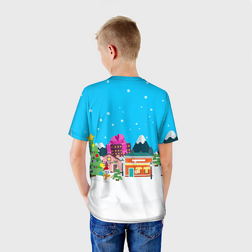 Детская футболка Новогодний зайка с подарком / 3D-принт – фото 4