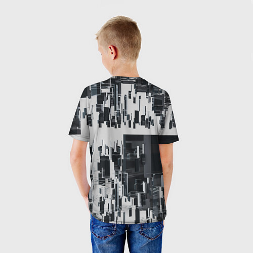 Детская футболка Геометрическое множество объёмных чёрно-белых фигу / 3D-принт – фото 4