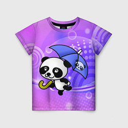 Детская футболка Панда с зонтиком бежит в гости