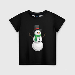 Детская футболка Новогодний снеговик с шарфом