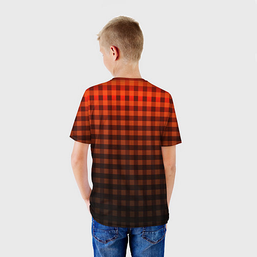Детская футболка Красно-черный узор в клетку / 3D-принт – фото 4