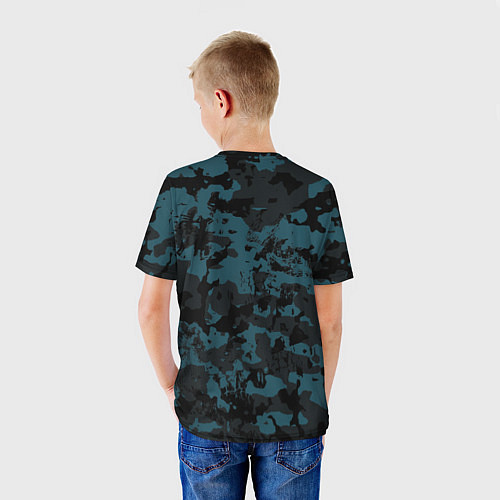 Детская футболка Тёмно-синий камуфляж / 3D-принт – фото 4