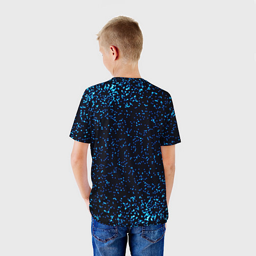 Детская футболка Неоновый синий блеск на черном фоне / 3D-принт – фото 4