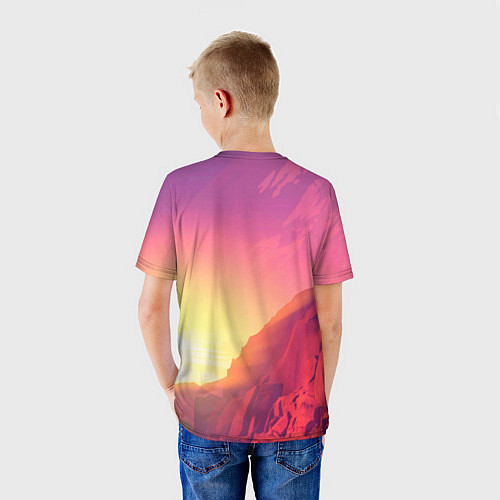 Детская футболка Firewatch - Солнечный закат посреди гор / 3D-принт – фото 4