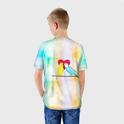 Детская футболка Влюбленные волнистые попугайчики / 3D-принт – фото 4