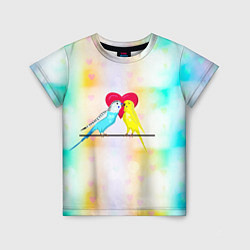 Детская футболка Влюбленные волнистые попугайчики