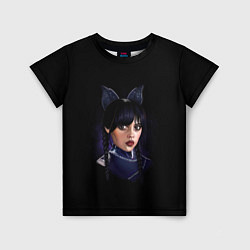 Детская футболка Wednesday чёрная кошка