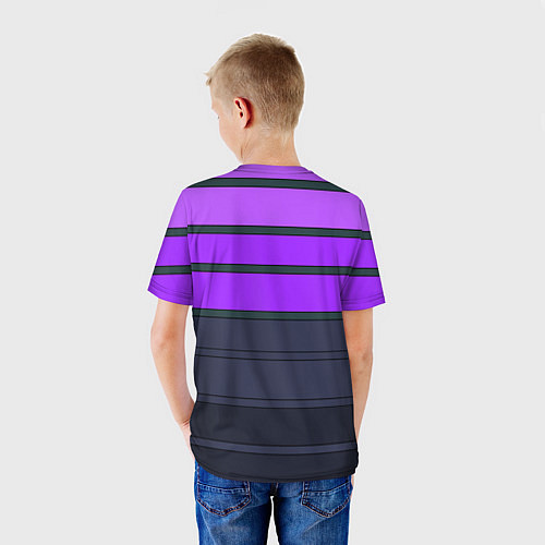 Детская футболка Полосатый узор в серых и фиолетовых тонах / 3D-принт – фото 4