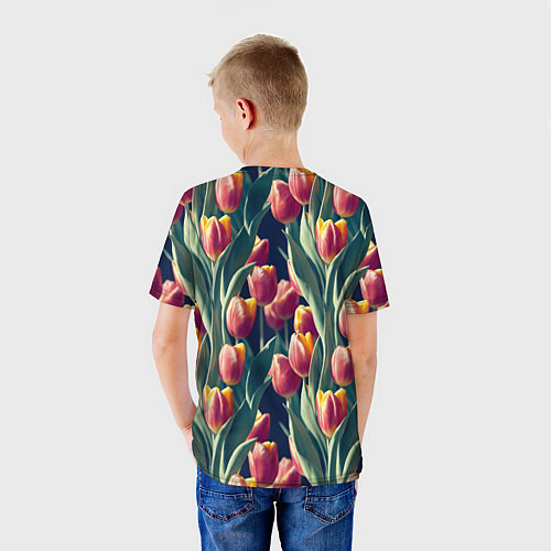 Детская футболка Много тюльпанов / 3D-принт – фото 4