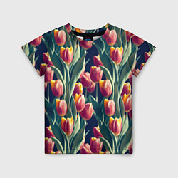 Детская футболка Много тюльпанов