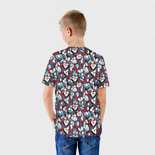 Детская футболка Абстрактный паттерн с сердцами / 3D-принт – фото 4