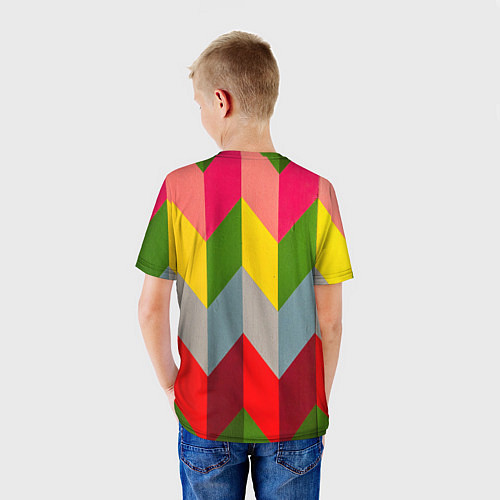Детская футболка Разноцветный ромбический абстрактный паттерн / 3D-принт – фото 4