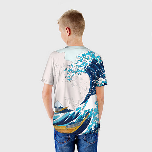Детская футболка Влюбленные тюлени у большой волны Канагава / 3D-принт – фото 4