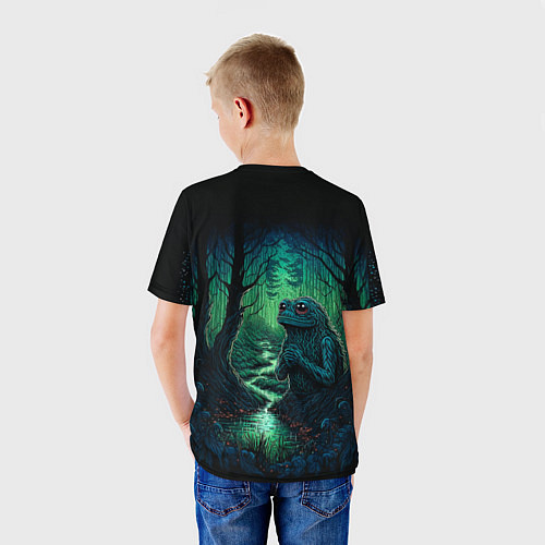 Детская футболка Лягушонок Пепе сидит на болоте / 3D-принт – фото 4