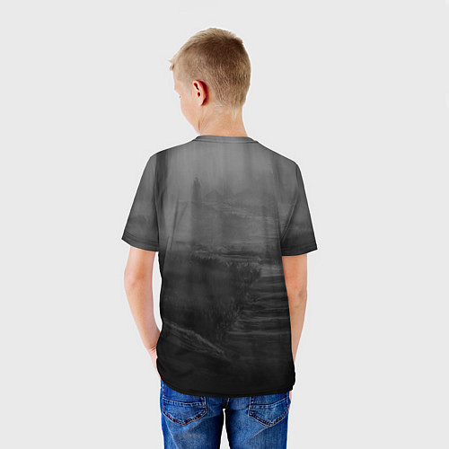 Детская футболка Wednesday черно-белый стиль / 3D-принт – фото 4