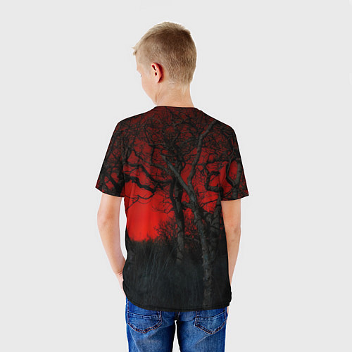 Детская футболка Уэнсдэй на фоне леса / 3D-принт – фото 4