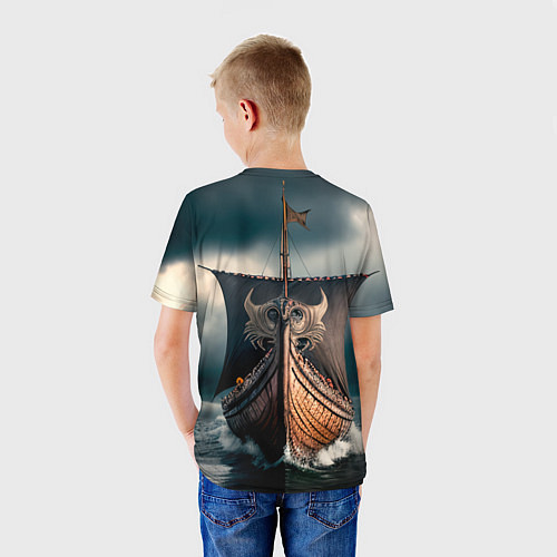 Детская футболка Корабль в бушующем море / 3D-принт – фото 4