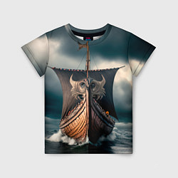Детская футболка Корабль в бушующем море
