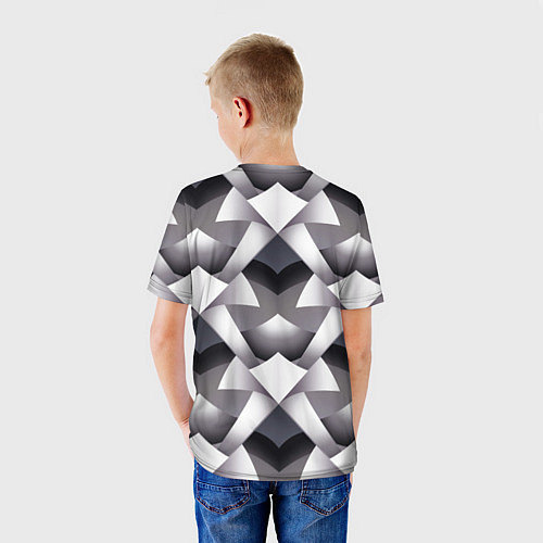Детская футболка Абстрактный геометрический узор с элементами фэнте / 3D-принт – фото 4