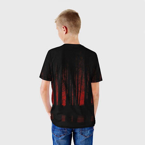 Детская футболка Уэнсдэй красный лес / 3D-принт – фото 4
