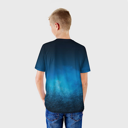 Детская футболка Уэнсдэй синий фон / 3D-принт – фото 4