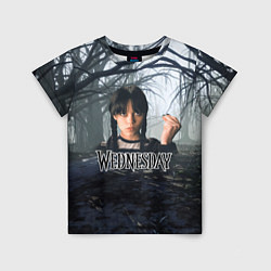 Детская футболка Уэнсдэй туманный лес