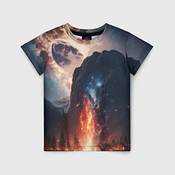 Детская футболка Галактика как ночное небо над пейзажем