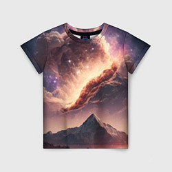 Детская футболка Космос и звезды в небе над горами