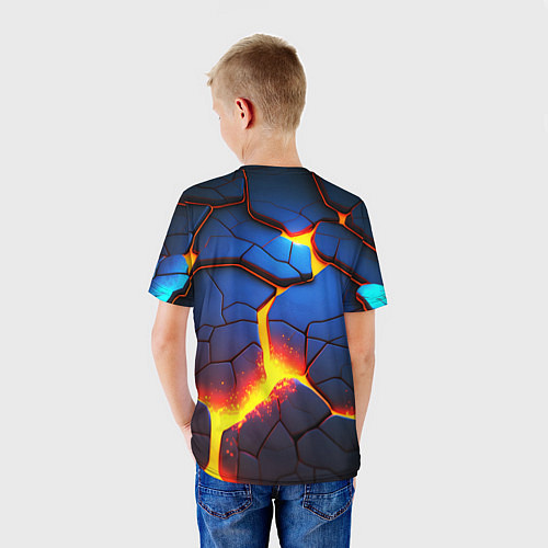 Детская футболка Яркая неоновая лава, разломы / 3D-принт – фото 4