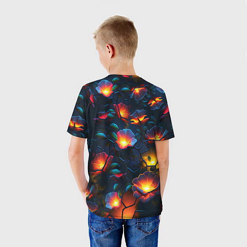 Детская футболка Светящиеся цветы / 3D-принт – фото 4