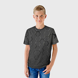 Футболка детская Abstraction hexagon grey, цвет: 3D-принт — фото 2