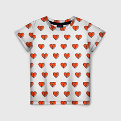 Детская футболка Разбитые сердца на белом фоне