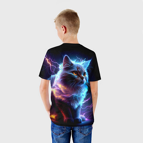 Детская футболка Электрический котёнок искрящий молниями / 3D-принт – фото 4