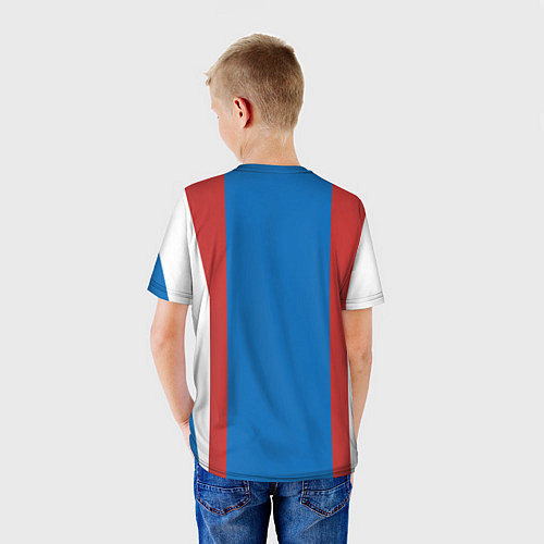 Детская футболка Непобедимая - в цветах российского флага / 3D-принт – фото 4