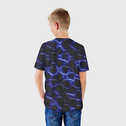 Детская футболка Синий неон и плиты / 3D-принт – фото 4