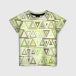 Детская футболка Геометрический светло-зелёный паттерн из треугольн