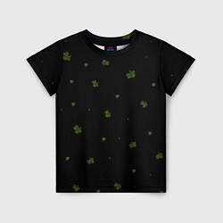 Детская футболка Четырехлистный клевер на черном фоне