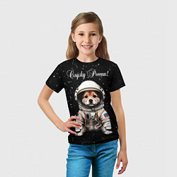 Футболка детская Вельш корги пемброк космонавт, цвет: 3D-принт — фото 2