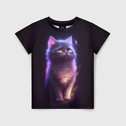 Детская футболка Неоновый котик и луна