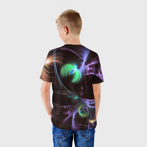 Детская футболка Магические фиолетовые волны и цветные космические / 3D-принт – фото 4