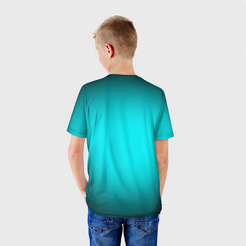Детская футболка Неоновый синий градиент / 3D-принт – фото 4